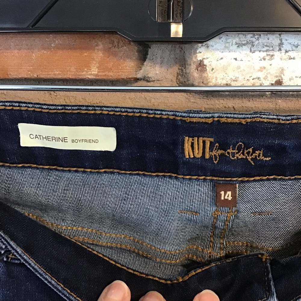 KUT FROM THE KLOTH Women's CATHERINE BOYFRIEND Dark Blue Denim Jeans 14 - Picture 5 of 8